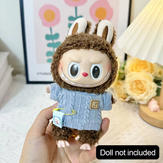 Doll Clothes Ropa Labubu for 17Cm Labubu V2 V1 Labubu Winter Sweater Strawberry Love Pattern Kid Toy Gift